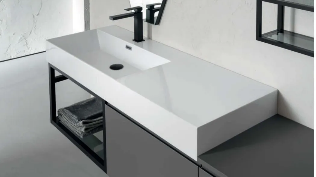 Mobile bagno moderno con lavabo in mineralguss B-GO BG006 di Compab