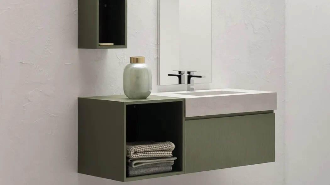 Mobile da Bagno in laccato opaco con vasca integrata in gres B-GO BG014 Compab