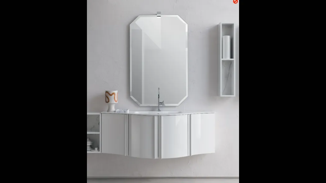 Mobile da Bagno sospeso in laccato bianco lucido B201 BD028 di Compab