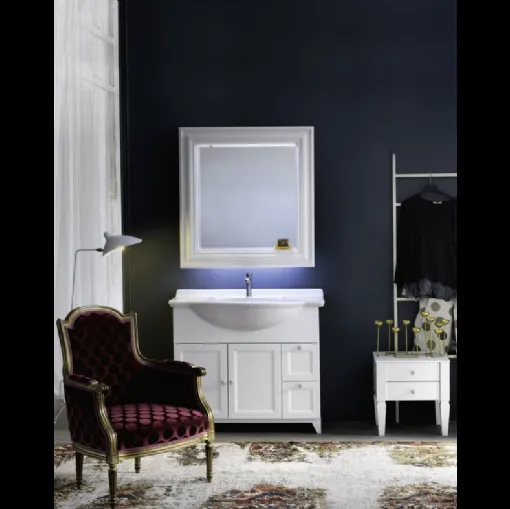 Mobile Bagno da appoggio in laccato bianco opaco e lavabo consolle in ceramica DIAMANTE DM13B di Compab