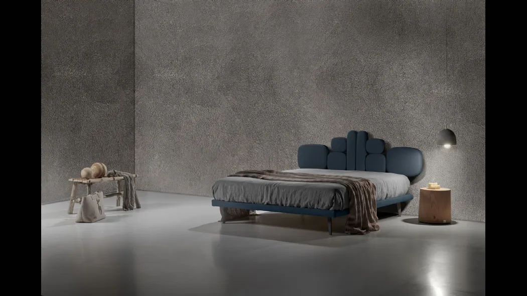 Letto in tessuto con testiera di design Twist Lionel di Excò