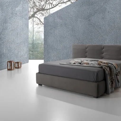 Letto in tessuto grigio con testiera Twist Tess 232 di Excò