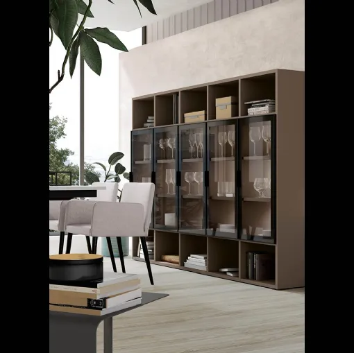 Libreria in melaminico con ante in vetro Golf Infinity L08 di Colombini Casa