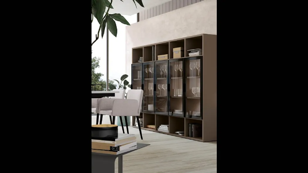 Libreria in melaminico con ante in vetro Golf Infinity L08 di Colombini Casa