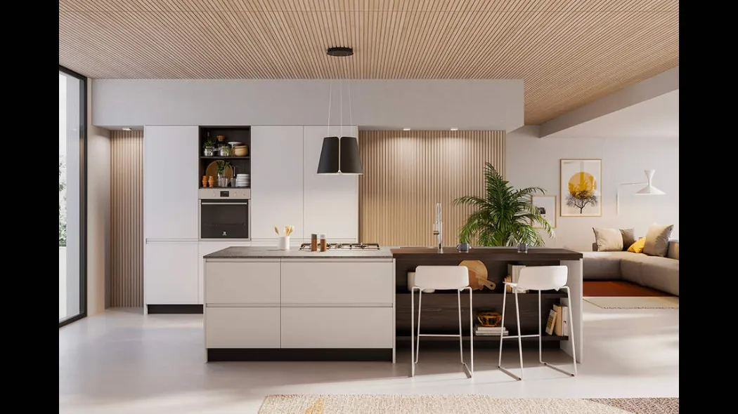 Cucina Moderna con isola Fly Composizione 01 di Prima Cucine