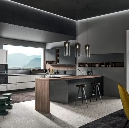 Cucina Moderna con penisola Time 12 in melaminico di Gentili Cucine