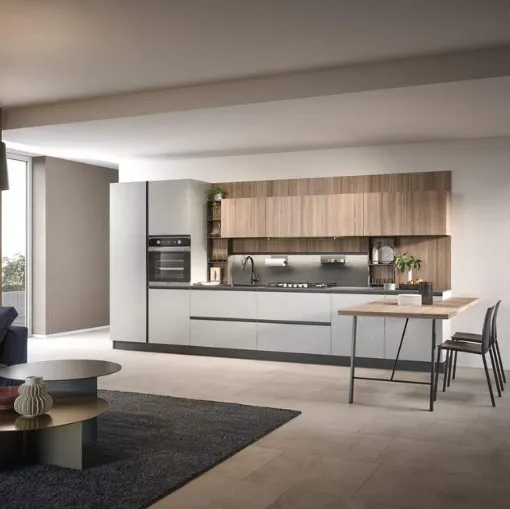 Cucina Moderna lineare con penisola Hera Composizione 01 di Prima Cucine