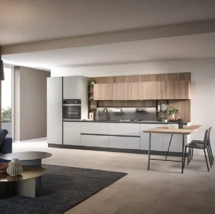 Cucina Moderna lineare con penisola Hera Composizione 01 di Prima Cucine