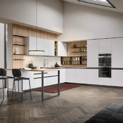 Cucina Moderna angolare con penisola Hera Composizione 03 di Prima Cucine