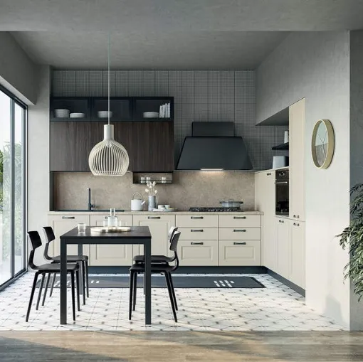 Cucina Moderna angolare Maya Composizione 02 in legno laccato di Prima Cucine