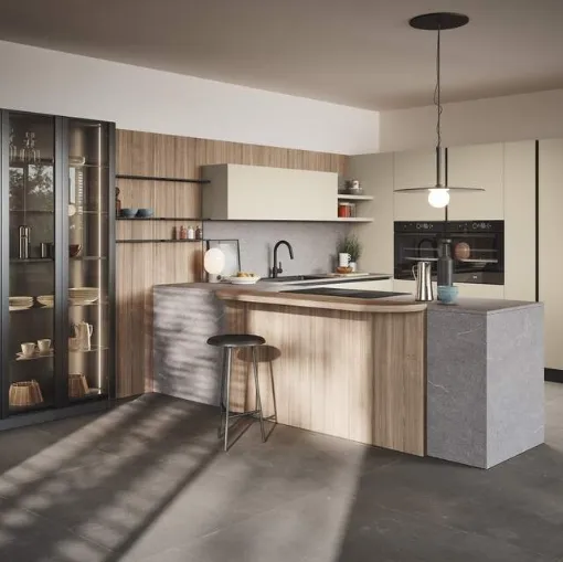 Cucina Moderna con penisola Domino Composizione 05 di Prima Cucine