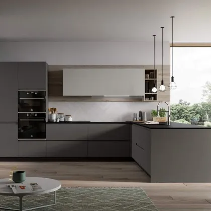 Cucina Moderna con penisola Fly Composizione 02 di Prima Cucine