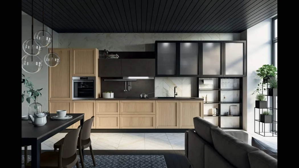 Cucina Moderna lineare Noah Composizione 03 in legno di Prima Cucine