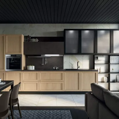 Cucina Moderna lineare Noah Composizione 03 in legno di Prima Cucine